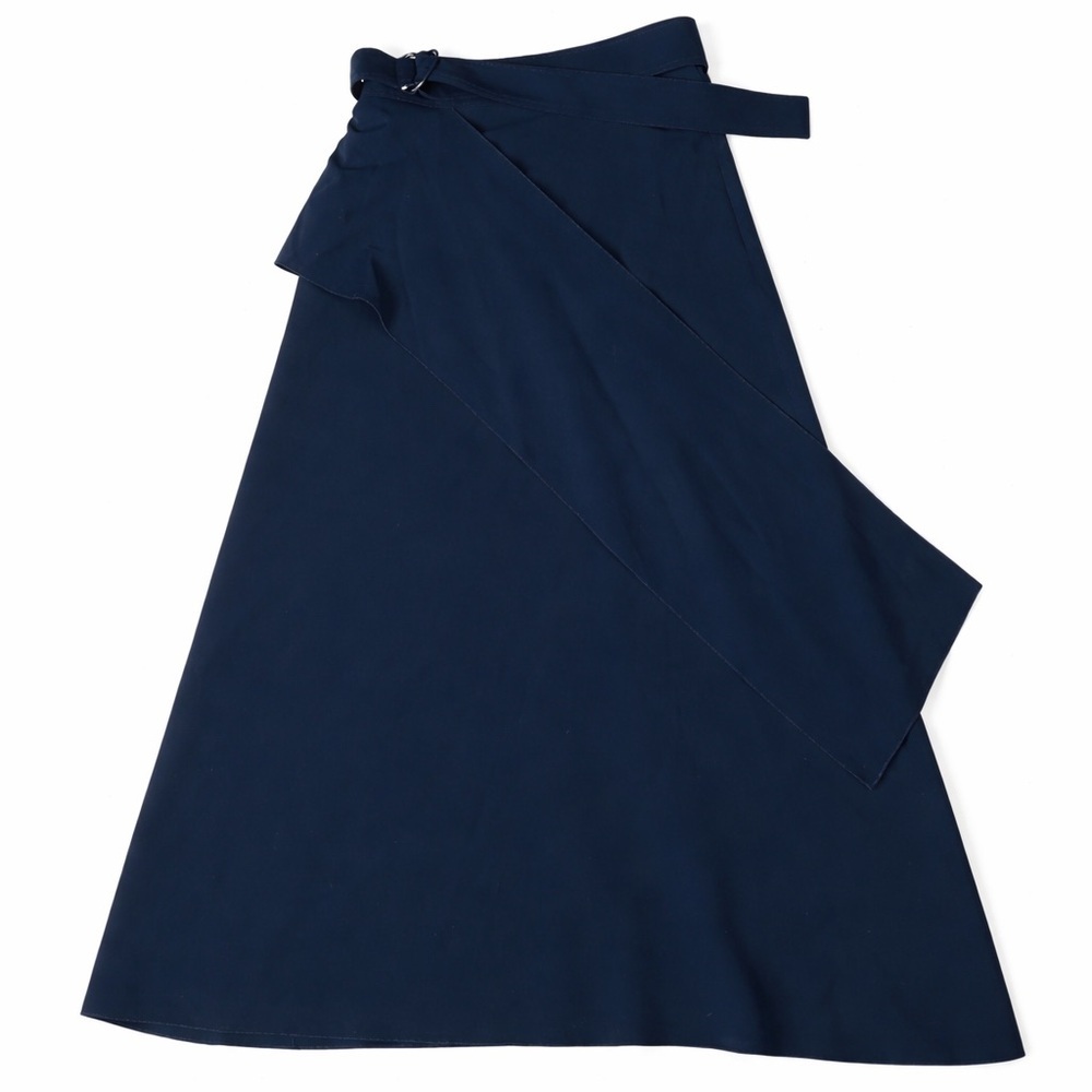 Joseph Black Wrap Midi Skirt Belted Asymmetrical Hem Size Small